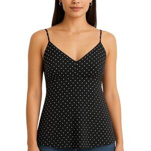 WET SEAL Black Polka Dot Spaghetti Strap Camisole with Built-In Bra - Size Large